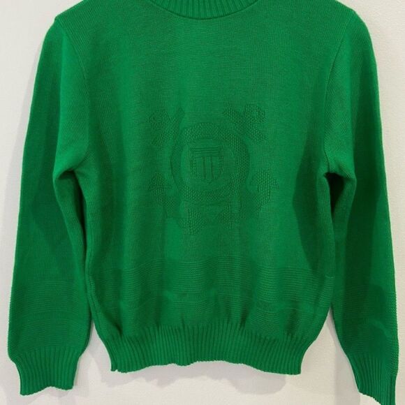 Anchors Embossed Emblem on Women’s Green Mock Turtleneck Sweater. - Picture 3 of 11